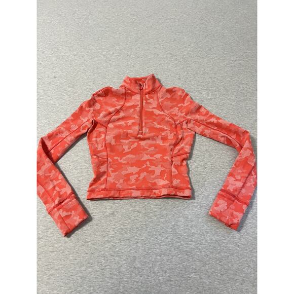 Lululemon Its Rulu Run Pullover Womens 4 Coral Half Zip Heritage Camo Jacquard - Picture 1 of 11